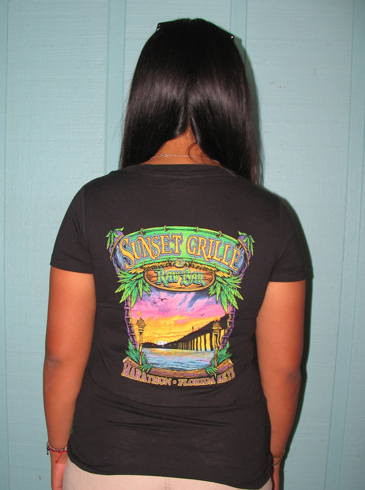 Tiki Bridge - Ladies V-Neck Short Sleeve (Next Level Material)